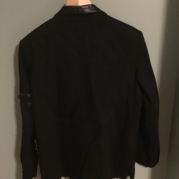 Men’s black jacket with faux leather lapel. Goth NWT - Picture 4 of 4